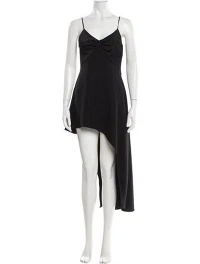 Pre-owned Halston V-neck Long Dress In Black