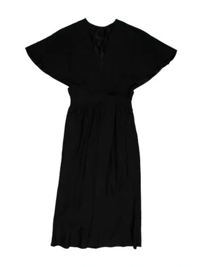 Pre-owned Halston V-neck Long Dress In Black