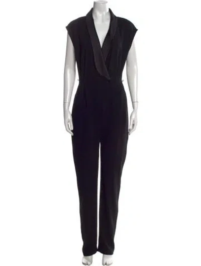 Pre-owned Halston V-neck Long Dress In Black