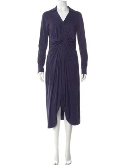 Pre-owned Halston V-neck Long Dress In Blue