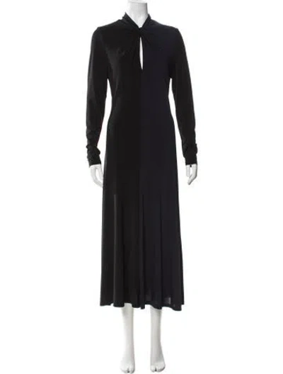 Pre-owned Halston V-neck Long Dress In Blue