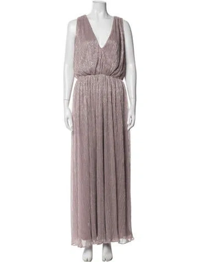 Pre-owned Halston V-neck Long Dress In Purple