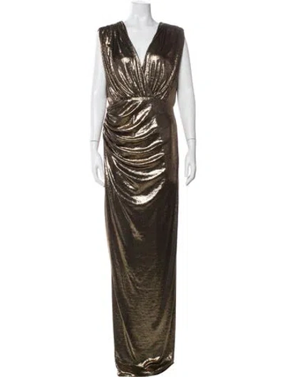 Pre-owned Halston V-neck Long Dress W/ Tags