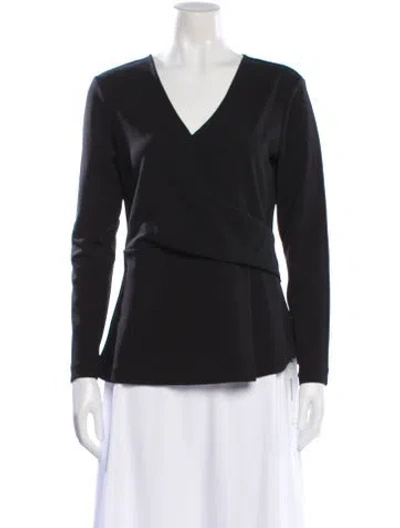 Pre-owned Halston V-neck Long Sleeve Top In Multi