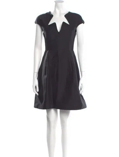 Pre-owned Halston V-neck Mini Dress In Black