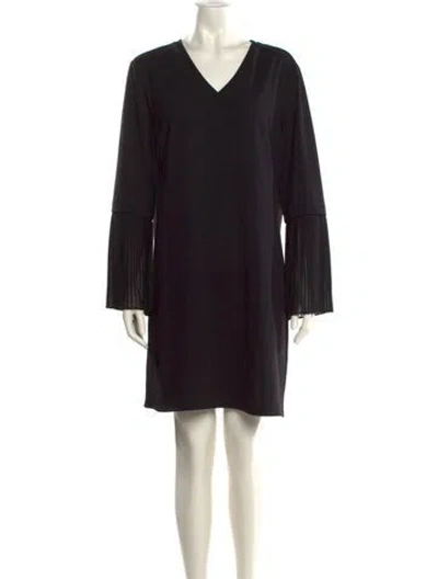 Pre-owned Halston V-neck Mini Dress In Black