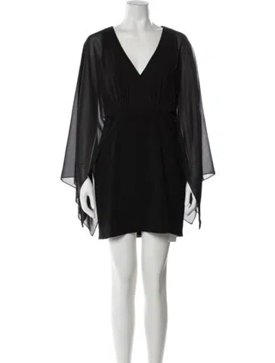 Pre-owned Halston V-neck Mini Dress In Black