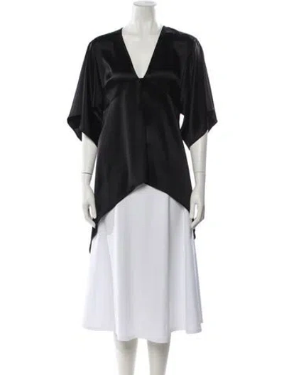 Pre-owned Halston V-neck Mini Dress In Black