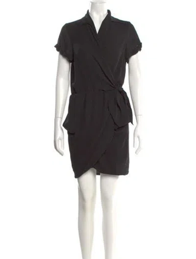 Pre-owned Halston V-neck Mini Dress In Black