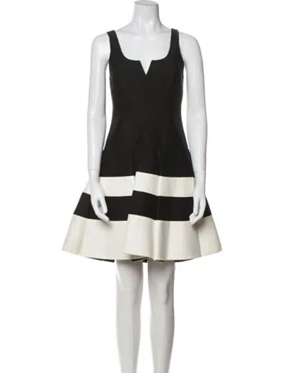 Pre-owned Halston V-neck Mini Dress In Black