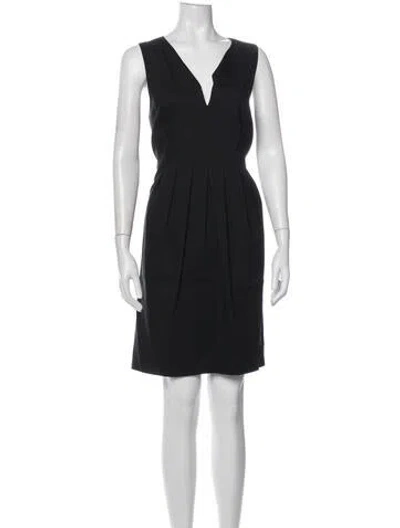 Pre-owned Halston V-neck Mini Dress In Black