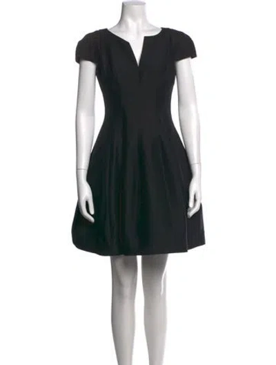Pre-owned Halston V-neck Mini Dress In Black
