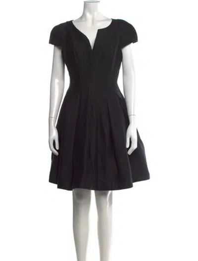 Pre-owned Halston V-neck Mini Dress In Black