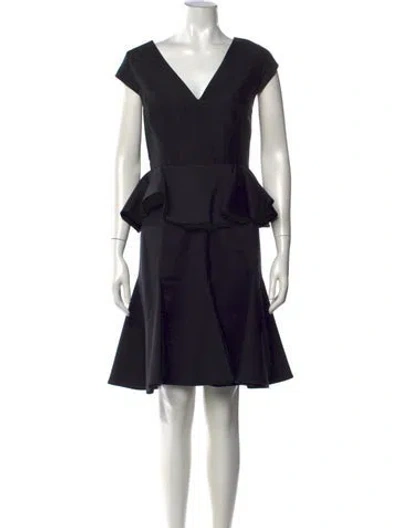Pre-owned Halston V-neck Mini Dress In Black