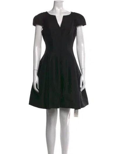 Pre-owned Halston V-neck Mini Dress In Black