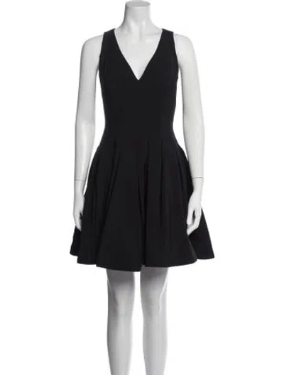 Pre-owned Halston V-neck Mini Dress In Black