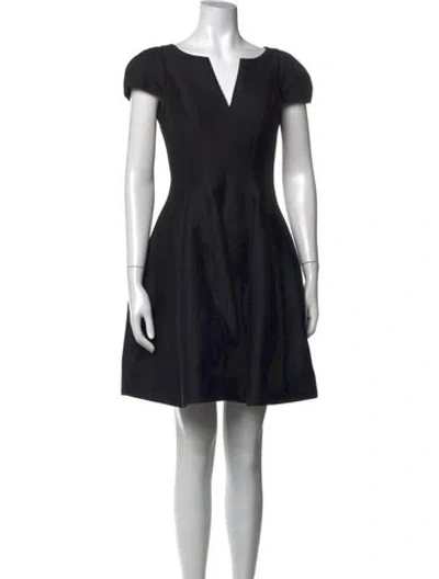 Pre-owned Halston V-neck Mini Dress In Black