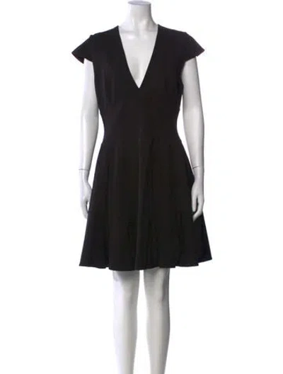 Pre-owned Halston V-neck Mini Dress In Black