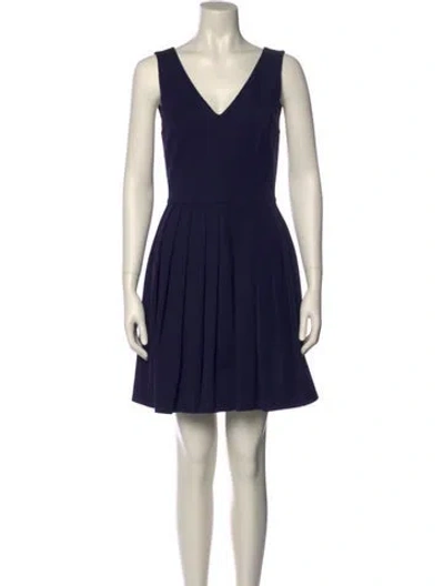 Pre-owned Halston V-neck Mini Dress In Green