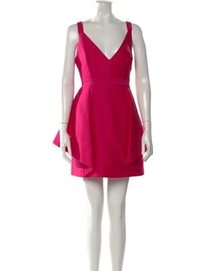 Pre-owned Halston V-neck Mini Dress In Pink