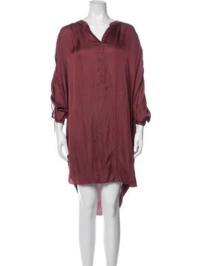Pre-owned Halston V-neck Mini Dress In Red