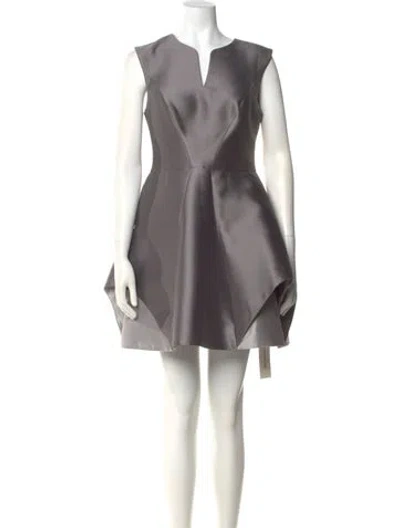 Pre-owned Halston V-neck Mini Dress In Silver