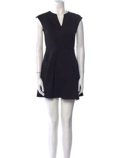 Pre-owned Halston V-neck Mini Dress W/ Tags In Black