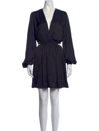 Pre-owned Halston V-neck Mini Dress W/ Tags In Black