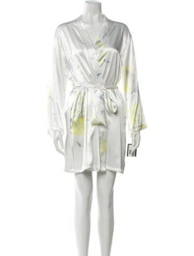 Pre-owned Halston V-neck Mini Dress In White