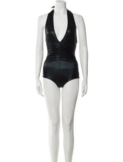 Pre-owned Halston V-neck Sleeveless Bodysuit W/ Tags In Multi