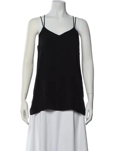 Pre-owned Halston V-neck Sleeveless Top In Black
