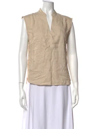 Pre-owned Halston V-neck Sleeveless Top W/ Tags In Neutrals