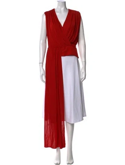 Pre-owned Halston V-neck Sleeveless Top W/ Tags In Orange