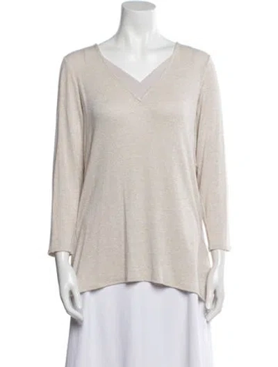 Pre-owned Halston V-neck Sweater In Gray