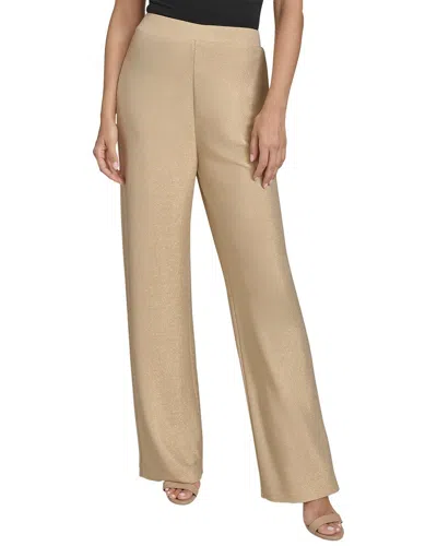 Halston Wide Leg Metallic Pant In Gold