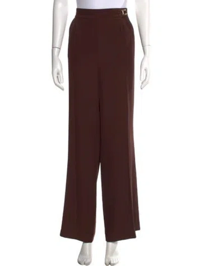Pre-owned Halston Wide Leg Pants In Brown