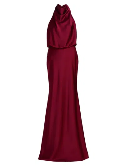 Halston Women's Ada Satin Halter Gown In Red