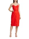 Halston Aryelle Sleeveless Belted Linen Midi Dress In Cayenne