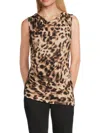 Halston Women's Asymmetric Hem Animal Print Top In Brown