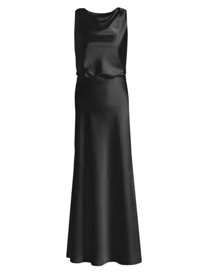 Halston Women's Aubrie Satin Cowl Cocktail Dress In Black