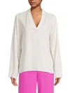Halston Women's Banded V-neck Blouse In White