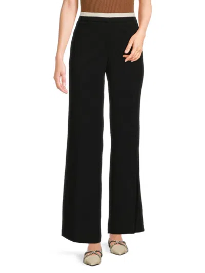 Halston Women's Banded Waist Flare Pants In Black