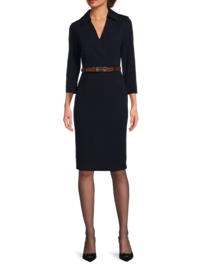Halston Women's Belted Dress In Marine