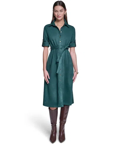 Halston Women's Belted Midi Dress In Deep Harbor