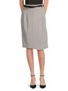 Halston Women's Belted Pleated Pencil Skirt In Gray