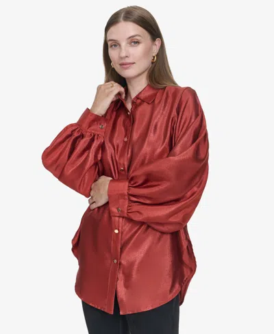 Halston Women's Blouson-sleeve Blouse In Rust