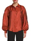 Halston Women's Blouson-sleeve Blouse In Rust