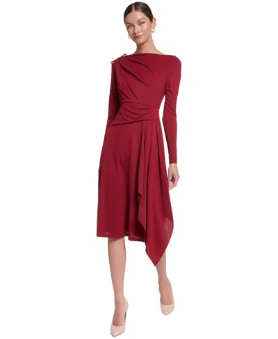 Halston Women's Boat Neck Jersey Dress In Lava