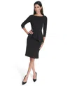 Halston Women's Boat Neck Midi Dress In Black