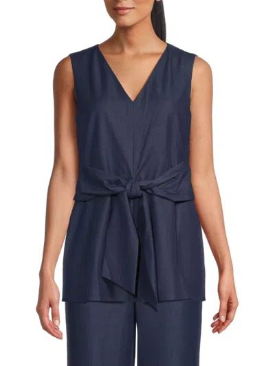 Halston Women's Bow Front Sleeveless Top In Blue